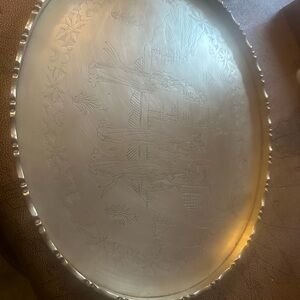 Solid Brass engraved Oval Tray